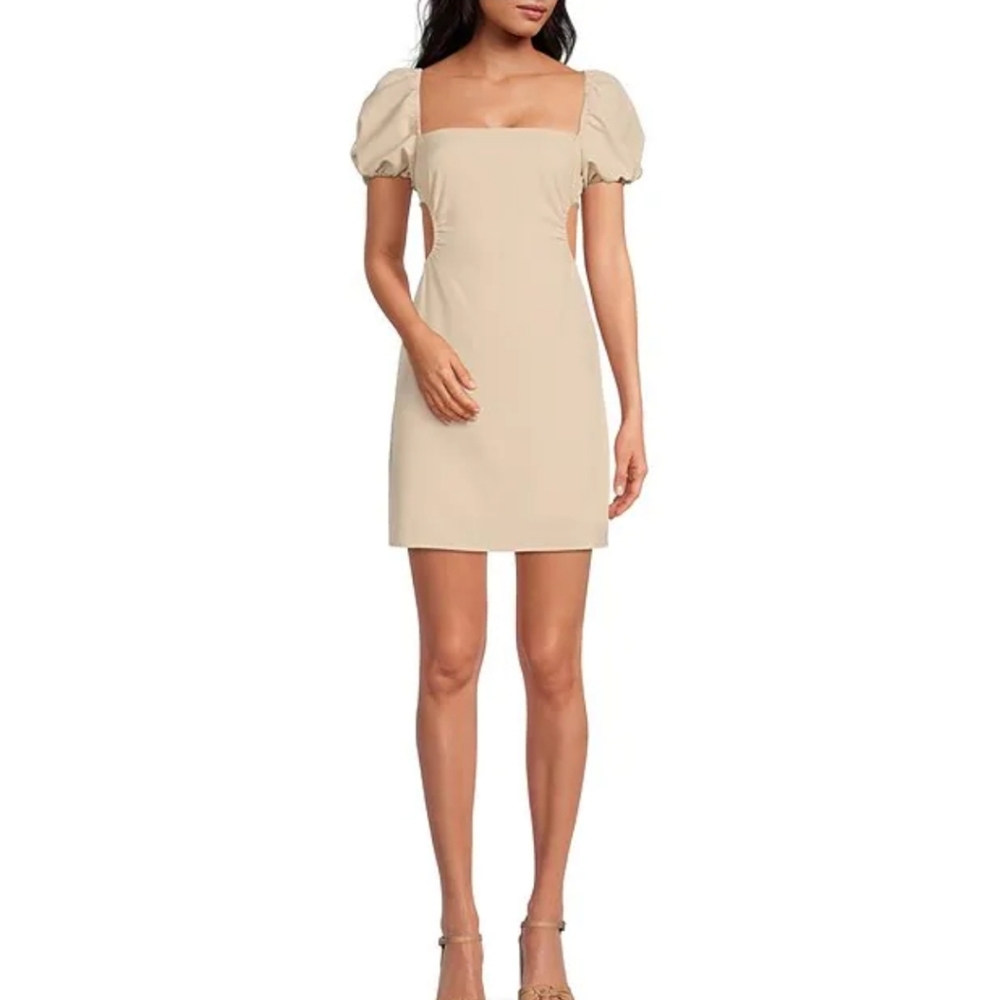 Gianni Bini Evelyn Short Puff Sleeve Square Neck Tie Back Sheath Dress